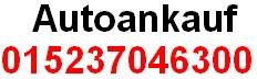 "Text 'Autoankauf' in Schwarz, Telefonnummer '015237046300' in Rot darunter."