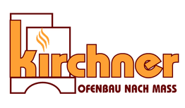 Kirchner-Logo mit Flammenbild und Schriftzug: "Ofenbau nach Maß" in Orange und Braun.
