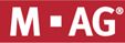 Rotes Logo mit weißem Text "M-AG" und eingetragenem Warenzeichenkreissymbol.