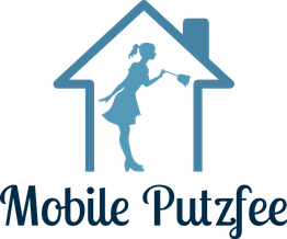 Logo mit einer Putzfrau in einem Hausumriss, darunter steht "Mobile Putzfee".
