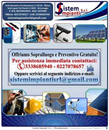 Offerta di sopralluogo gratuito per impianti, con contatti per assistenza immediata.