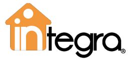 Logotipo con la palabra "integra" y una casa naranja estilizada sobre las letras "in".
