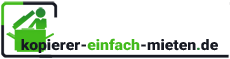 Grünes Logo mit Schrift: "kopierer-einfach-mieten.de" auf schwarzem Hintergrund.