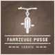 Logo mit Fahrrad, Text "FAHRZEUGE PUSSE, LEBACH" auf braunem Hintergrund.