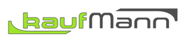 Logo mit dem Schriftzug "kaufMann" in Grün und Grau auf weißem Hintergrund.