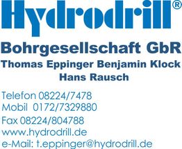 Hydrodrill Bohrgesellschaft, Kontaktinfos: Telefon, Fax, Web und E-Mail.