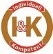 Logo mit rotem Kreis, "Individuell & Kompetent", Buchstaben I & K in der Mitte.