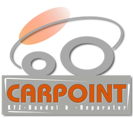 Logo von Carpoint, einem KFZ-Handel- und Reparaturservice, mit grauen und orangenen Elementen.
