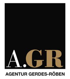 Logo der Agentur Gerdes-Röben mit den Buchstaben "A.GR" in Schwarz und Gold.