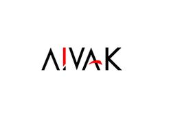 Stylized text "AIVAK" with black letters and red accents on a white background.