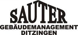 Schwarz-weißes Logo mit dem Text "Sauter Gebäudemanagement Ditzingen".