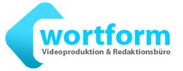 Logo von Wortform, einem Video- und Redaktionsbüro, mit blauem Design.
