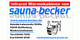 Geschäftskarte von Sauna-Becker mit Kontaktinformationen und einem Saunabild.