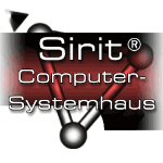 Logo von Sirit Computer-Systemhaus mit stilisiertem Netzwerkdesign.