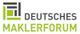 Logo des Deutschen Maklerforums mit abstraktem Symbol in Schwarz und Grün.