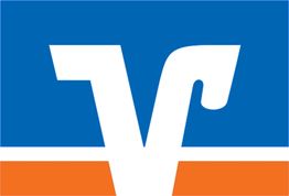 Logo mit blauer und orangefarbener Fläche und einem weißen „VR“-Symbol in der Mitte.
