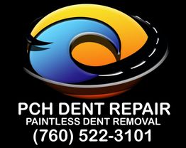 Logo for PCH Dent Repair with a blue and orange swirl, contact number included.