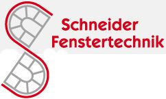 Logo der Schneider Fenstertechnik mit stilisiertem "S" und rotem Text.