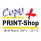 Copy Print Shop-Logo, mit Adresse und Telefonnummer: 48431 Rheine, 05971-405 415.