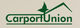 Logo von CarportUnion mit einem stilisierten Dach und einem Blatt.