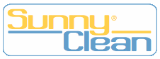 Logo mit gelbem "Sunny" und blauem "Clean" auf weißem Hintergrund.