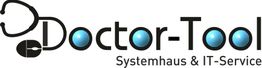 Logo von Doctor-Tool mit Stethoskop und Maus, Text: Systemhaus & IT-Service.