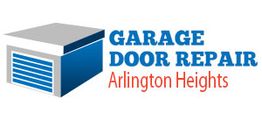 Garage door repair logo with "Arlington Heights" text.