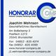 Visitenkarte von Honor-Company mit Kontaktinformationen und Adresse in Brunsbüttel.