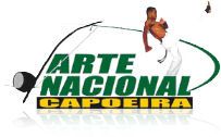 Logo mit Text "Arte Nacional Capoeira" und einem Capoeira-Kämpfer in Bewegung.