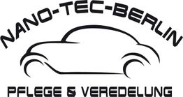 Logo mit stilisiertem Auto und Schriftzug: "Nano-Tec-Berlin - Pflege & Veredelung".