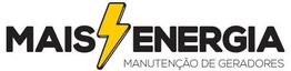 Logo "Mais Energia", com raio amarelo, texto: manutenção de geradores.