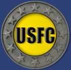 USFC emblem with stars on a circular silver border, yellow center, and blue background.