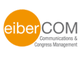 Logo von eiberCOM, Communications & Congress Management, mit orangefarbenem Kreis links.