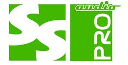 Logo verde con las letras "SS audio PRO" en blanco y verde en un diseño entrelazado.