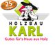 25 Jahre Holzbau Karl Logo mit Vogel und Text "Gutes für's Haus aus Holz".