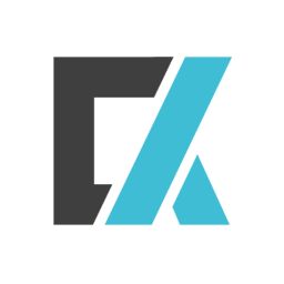 Abstraktes Logo mit schwarzem Quadrat und blauem Dreieck, das ein "A" bildet.