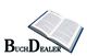 Offenes Buch mit dem Titel "BuchDealer" in stilisierter Schrift.