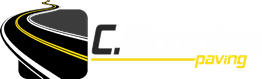 Logo with a winding road and the text "C. Brooks Paving" in white and yellow.