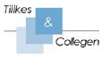 Logo mit den Worten "Tilkes & Collegen" auf hellblauen und dunkelblauen Quadraten.