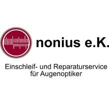 Logo von nonius e.K., Einschleif- und Reparaturservice für Augenoptiker, mit rotem Kreis.