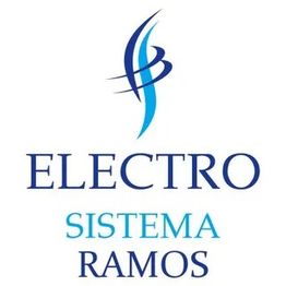 Logo con texto: "Electro Sistema Ramos" y símbolo azul abstracto encima.
