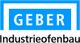 Logo von "Geber Industrieofenbau" mit blauem Hintergrund und weißem Text.