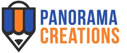 Logo with a shield-like design and the text "Panorama Creations" in blue and orange.