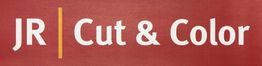Roter Hintergrund mit weißem Text: "JR | Cut & Color".