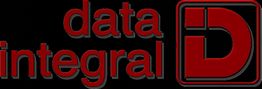 Logo mit rotem Text "data integral" und stilisiertem "D" in einem roten Rahmen auf schwarzem Hintergrund.