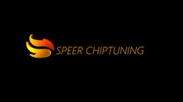 Logo mit stilisiertem Flammen-Symbol und Text "SPEER CHIPTUNING" auf schwarzem Hintergrund.