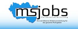 Logo von msjobs Personalvermittlung mit einem blauen Umriss des Ruhrgebiets im Hintergrund.