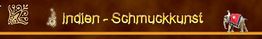 Text: Indien - Schmuckkunst, mit Ornamenten und dekoriertem Elefant.