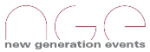 Logo mit Text "new generation events" in grauer und rosa Schrift auf weißem Hintergrund.