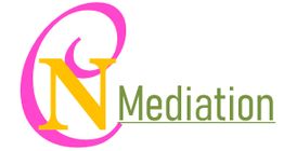Logo met de tekst "Mediation", een gele "N" en een roze cirkel links.